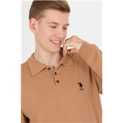Erkek Camel Melanj Polo Yaka Triko Kazak