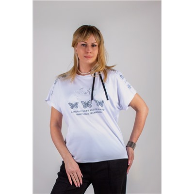 Нарядная футболка Бабочки из страз арт.8