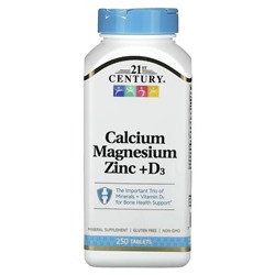 21st Century, Calcium Magnesium Zinc + D3, 90 Tablets