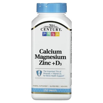 21st Century, Calcium Magnesium Zinc + D3, 90 Tablets
