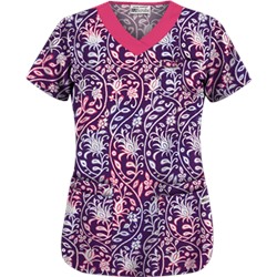 UA Fall Vineyard Eggplant Print Scrub Top