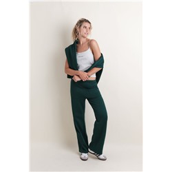 Pantalón flare felpa algodón verde
