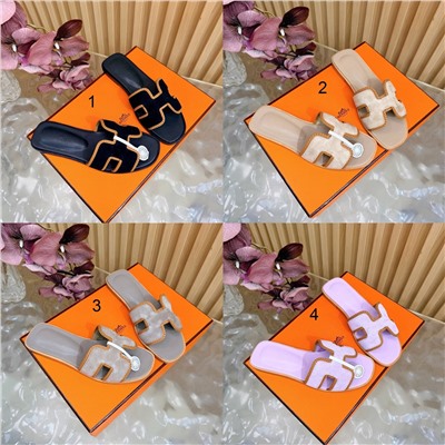 Женские замшевые шлепки с плетением  ХЕРМЕ*С ОРА*Н