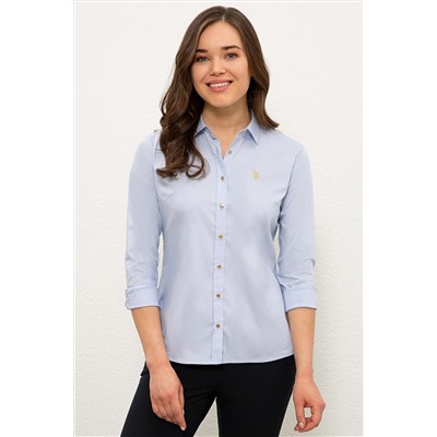 Kadın Açık Mavi Uzun Kollu Basic Gömlek