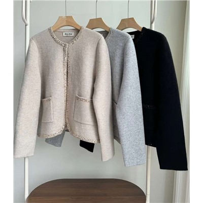 кардиган из чистого кашемира с отделкой бисером miu люкс