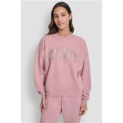 EXPLODED RHINESTONE VARISTY LOGO PULLOVER