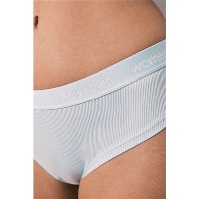 Braga brasileña ancha algodón canalé azul