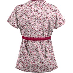 UA Ditzy Bouquet White Mock Wrap Scrub Top