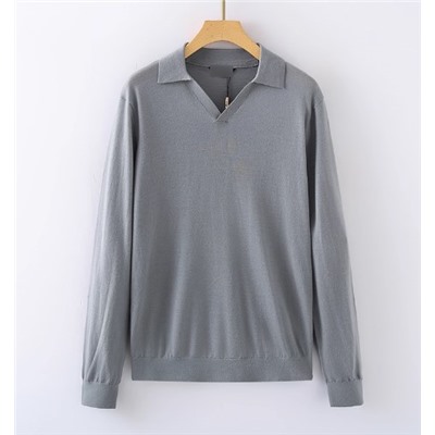 Мужской изысканный вязаный свитер с V-образным вырезом и отворотом