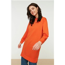 TRENDYOL MODEST Turuncu Bisiklet Yaka Yırtmaç Detaylı Basic Örme Sweatshirt TCTAW22TW0138