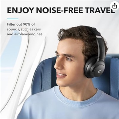 Soundcore by Anker Q20i Hybrid Active Noise Cancelling Headphones, Wireless Over-Ear Bluetooth, 40H Long ANC Playtime, Hi-Res Audio, Big Bass, Customize via an App, Transparency Mode (Black)