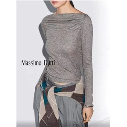 Женская футболка из тонкой шерсти с плиссировкой на одно плечо  МАССИМО Д
