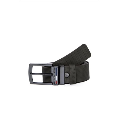 Erkek Çift Taraflı Haki Kemer