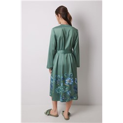 Bata midi satén verde flores