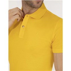 Sarı Slim Fit Polo Yaka Merserize Tişört