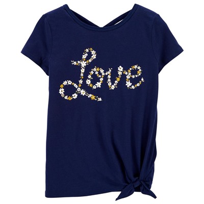 Carter's | Kid Glitter Dinosaur Tie-Front Jersey Tee