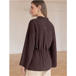 Свободная блузка с кулиской на талии изо льна с вискозой