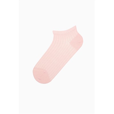 Penti Colored Line Pembe Beyaz Rib 3lü Patik Çorap