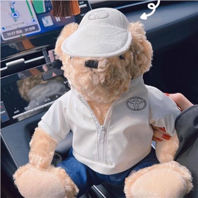 🧸 Плюшевый мишка (32см) в одежде с марками самых популярных китайских, европейских, японских, английских авто..вариант  🎁