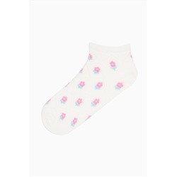 Penti Diamond Flowers Pembe Beyaz 3lü Patik Çorap