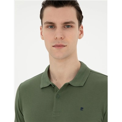 Haki Slim Fit %100 Pamuk Polo Yaka Basic Tişört