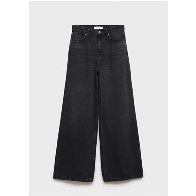 Jeans wide leg tiro alto