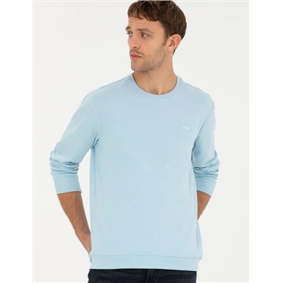 Açık Mavi  Regular Fit Bisiklet Yaka Sweatshirt