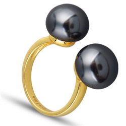 Кольцо (Майорка 12мм темно-серая; покрытие золото), Есть комплект