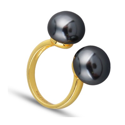 Кольцо (Майорка 12мм темно-серая; покрытие золото), Есть комплект