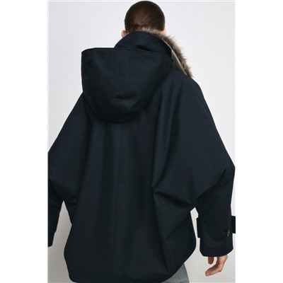 ZW COLLECTION FAUX FUR COLLAR TRENCH COAT