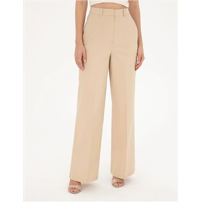 Bej Yüksek Bel Straight Fit Pantolon