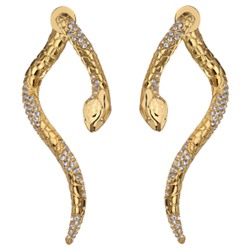 Серьги Змея (кристаллы SW белые; покрытие золото), Есть комплект