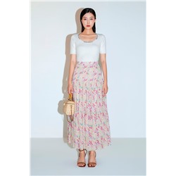 Falda larga de talle alto Rosa