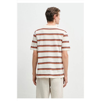 Mavi Çizgili Tişört Loose Fit / Bol Rahat Kesim 0612947-70056