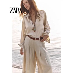 Женские длинные шорты из смесового льна с ремнем    ZAR*A  Официальный магазин