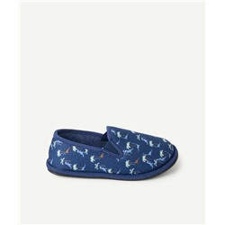 Blue boy dinosaur print slippers