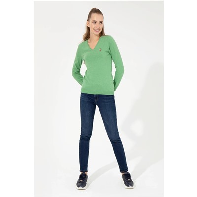 Kadın Mint Melanj Basic Kazak