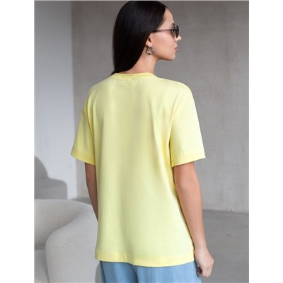 Свободная футболка с принтом из премиального хлопка с эластаном