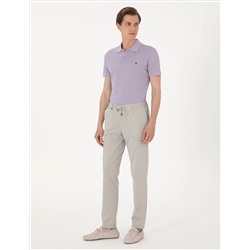Lila Slim Fit %100 Pamuk Polo Yaka Basic Tişört