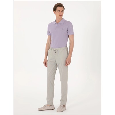 Lila Slim Fit %100 Pamuk Polo Yaka Basic Tişört