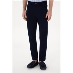Erkek Lacivert Slim Fit Kanvas Pantolon
