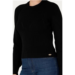 Kadın Siyah Bisiklet Yaka Kazak