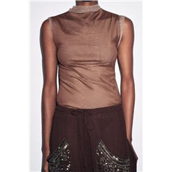 TULLE HIGH NECK T-SHIRT