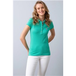 Kadın Mint Basic Polo Yaka Tişört