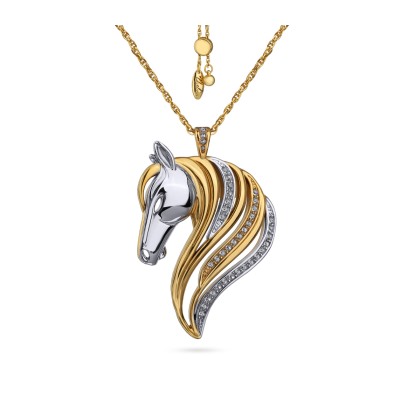 Кулон Альтея (кристаллы SW белые; покрытие золото, родий) 80см, Есть комплект