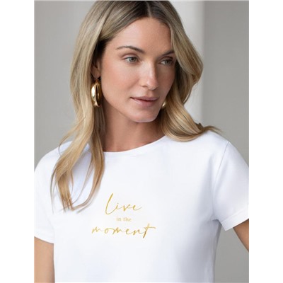 Свободная футболка с принтом из премиального хлопка с эластаном