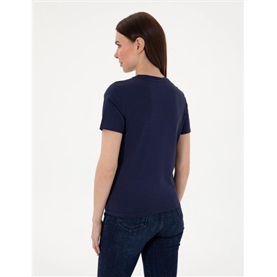 Lacivert Regular Fit Bisiklet Yaka Basic Tişört