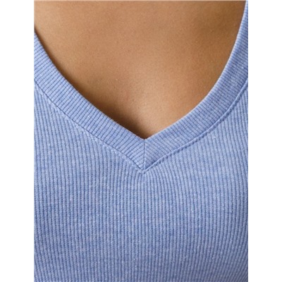 Футболка с V вырезом из эластичного трикотажа кашкорсе