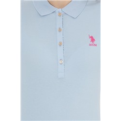 Kadın Açık Mavi Basic Polo Yaka Tişört
