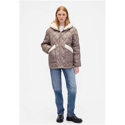 100% Recycled Relaxed Sherpa-Trim Jacket